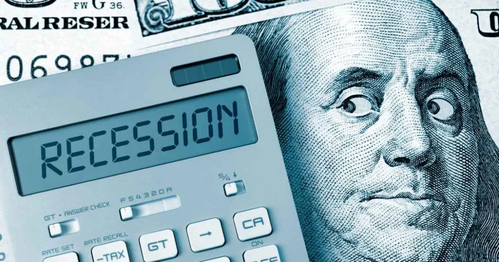 calculator displaying recession over money for recession-resistant franchise article